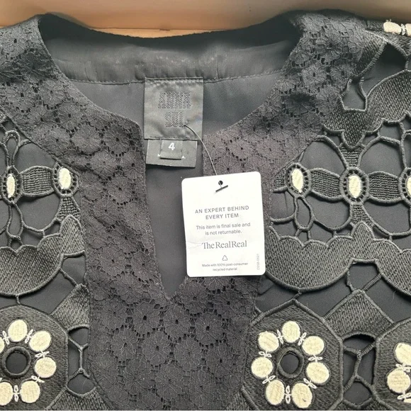 Anna Sui Black and White Floral Dress - Picture 4 of 4